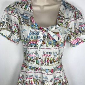 Bernie Dexter Rockabilly Pinup Swing Dress Paris L